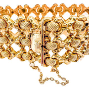 18ct Yellow Gold Wide Fancy Link Vintage Bracelet