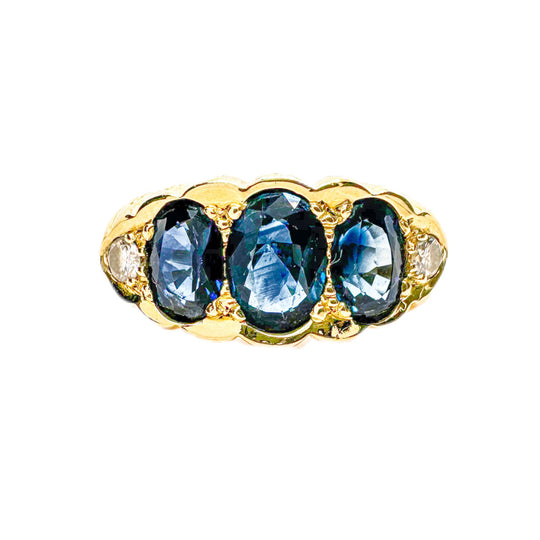 18ct Trilogy Sapphire & Diamond Ring