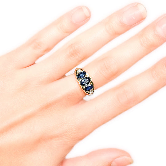 18ct Trilogy Sapphire & Diamond Ring