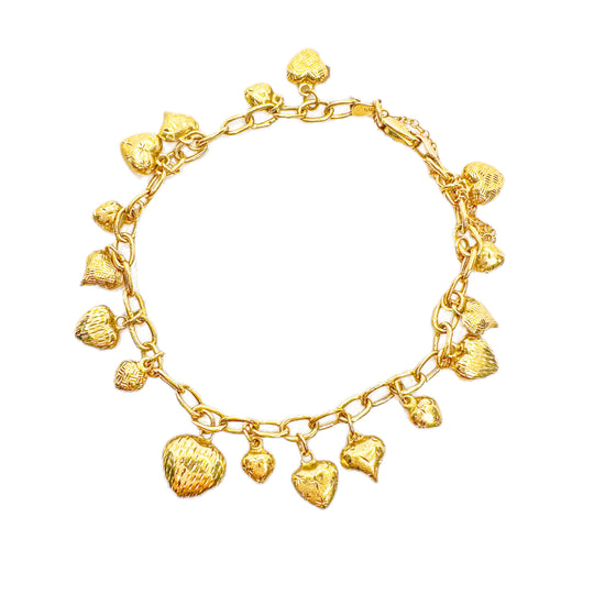 9ct Heart Charm Bracelet 