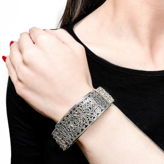 Sterling Silver & Yellow Gold Weave Bracelet 