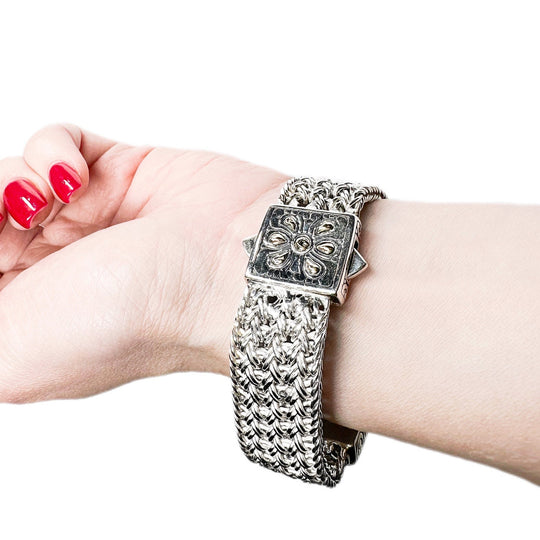Sterling Silver & Yellow Gold Weave Bracelet 