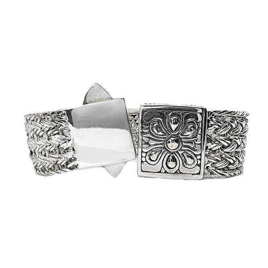 Sterling Silver & Yellow Gold Weave Bracelet 