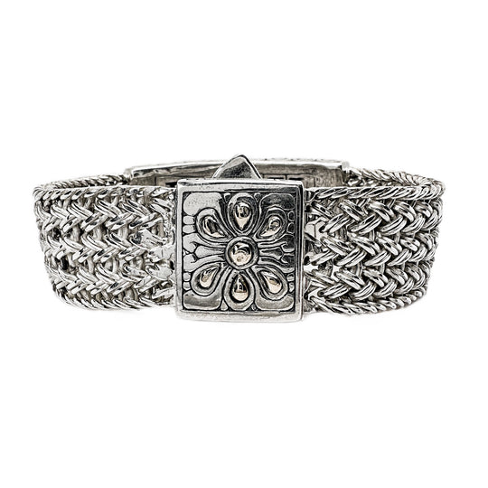Sterling Silver & Yellow Gold Weave Bracelet 
