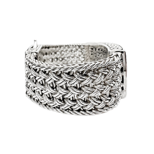  Sterling Silver & Yellow Gold Weave Bracelet 