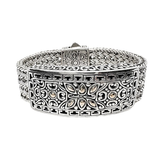 Sterling Silver & Yellow Gold Weave Bracelet 