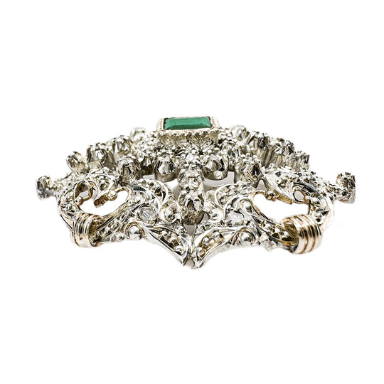 Silver Emerald Ornate Pendant