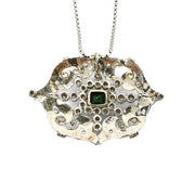 Silver Emerald Ornate Pendant