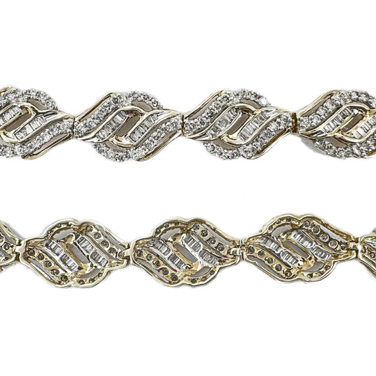 9ct Yellow Gold & Diamond Wave Design Bracelet 