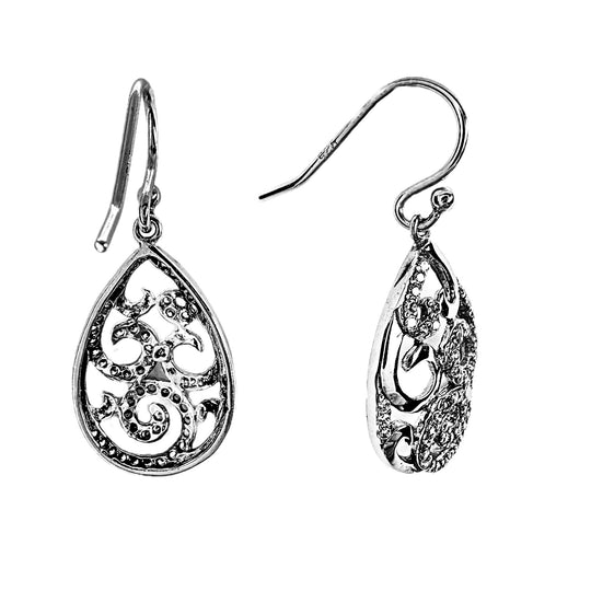Sterling Silver Cubic Zirconia Pear Drop Earrings 