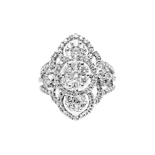 18ct White Gold Open Work Diamond Ring