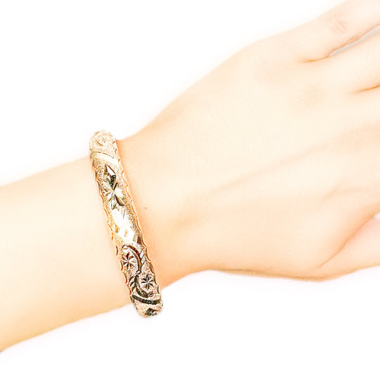 9ct Yellow Gold Fancy Patterned Bangle