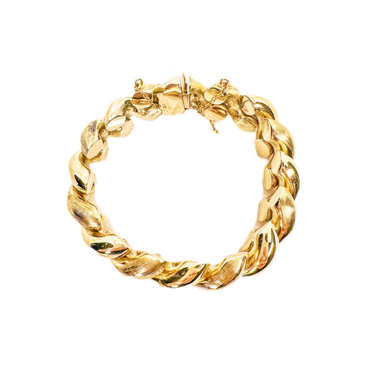 Vintage 9ct Textured & Smooth Link Bracelet