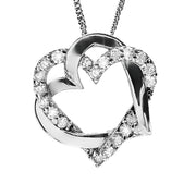 14ct White Gold & Diamond Heart Pendant