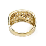 9ct Wide Band Yellow Gold Diamond Dress Ring
