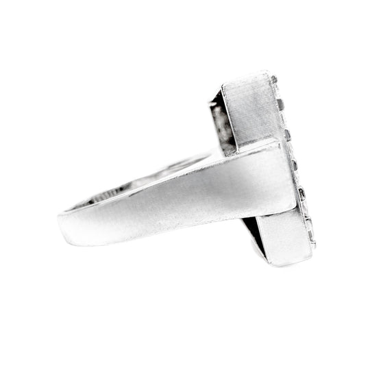 14ct White Gold Square Diamond Ring