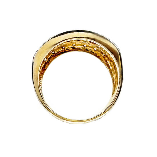 9ct Wide Band Yellow Gold Diamond Dress Ring