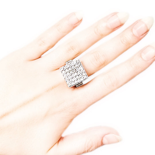 14ct White Gold Square Diamond Ring