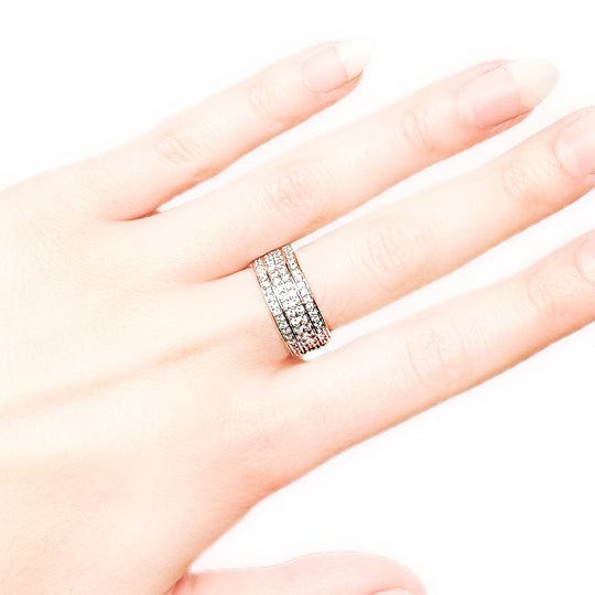 18ct Yellow Gold Four Row Diamond Ring
