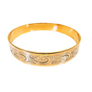 9ct Rose Gold Antique Foliate Scroll Bangle