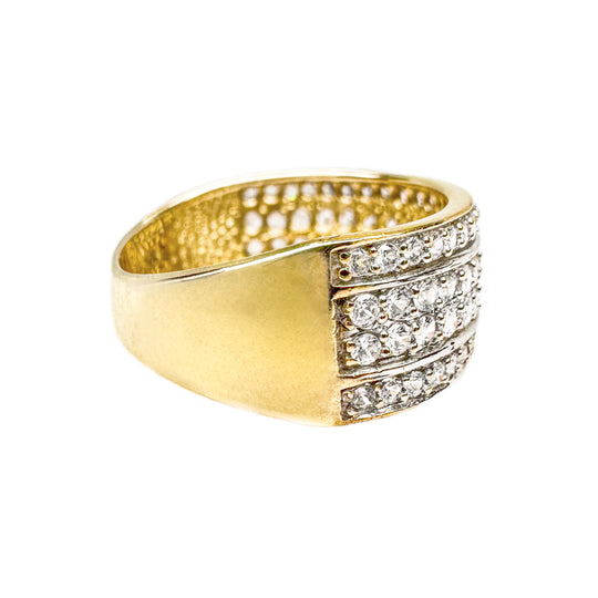 18ct Yellow Gold Four Row Diamond Ring