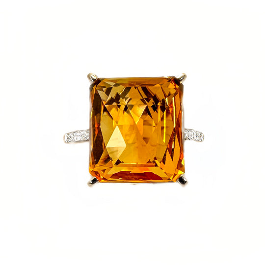18ct White Gold Citrine Diamond Ring