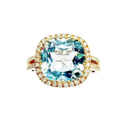 18ct Yellow Gold Topaz & Diamond Ring