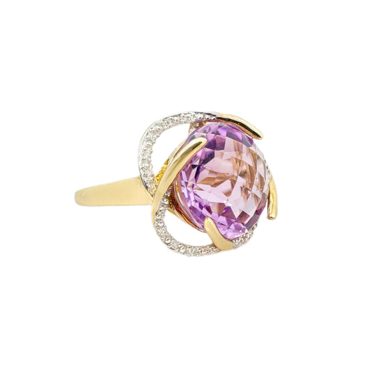 9ct Amethyst & Diamond Ring