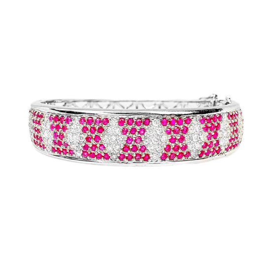 18ct White Gold Ruby & Diamond Bangle