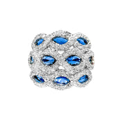 Sterling Silver Wide Blue Marquise Dress Ring