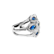 Sterling Silver Wide Blue Marquise Dress Ring