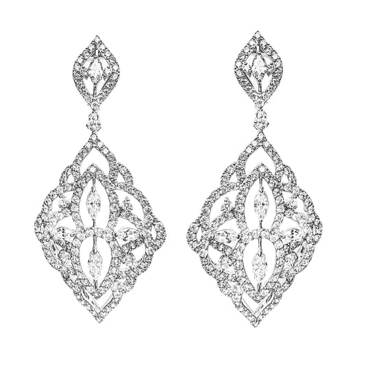 Sterling Silver Cubic Zirconia Dangling Earrings 