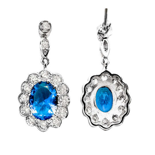 Sterling Silver Blue Cubic Zirconia Drop Earrings 