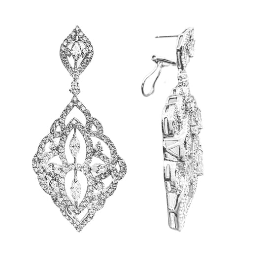 Sterling Silver Cubic Zirconia Dangling Earrings 