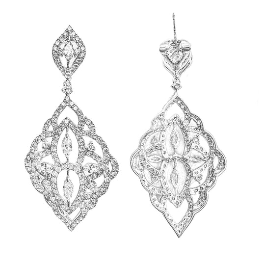 Sterling Silver Cubic Zirconia Dangling Earrings 