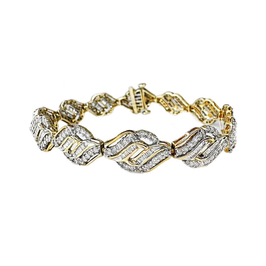 9ct Yellow Gold & Diamond Wave Design Bracelet 