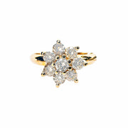 18ct Yellow Gold Diamond Flower Cluster Ring