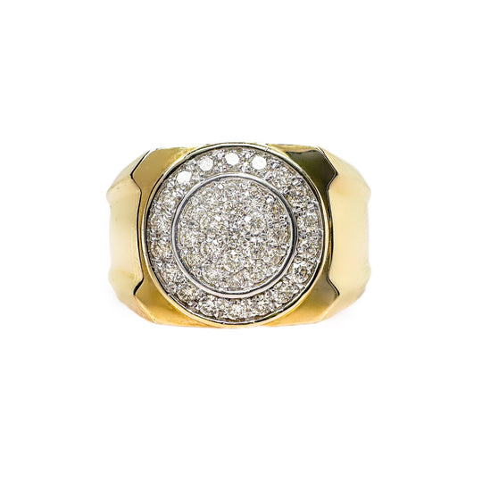 9ct Yellow Gold Round Diamond Mens Rings