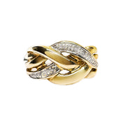 9ct Yellow Gold Weaved Diamond Ring