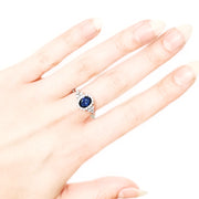 Sterling Silver Blue & Clear Cubic Zirconia Ring 