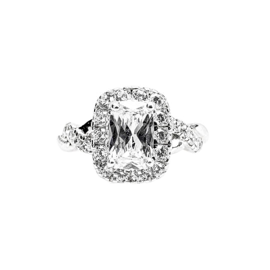 Sterling Silver Solitaire Halo Ring