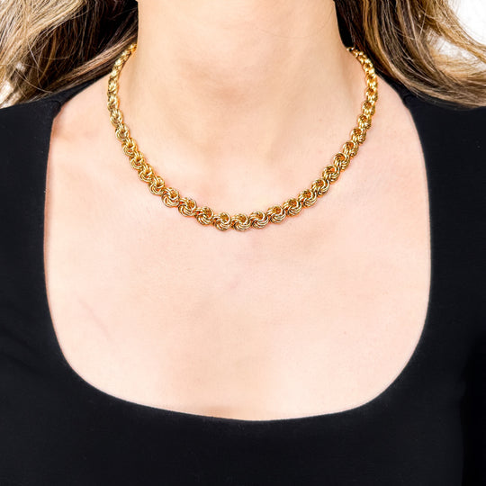9ct Yellow Gold Fancy Twisted Link Necklace