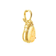 18ct Yellow Gold Solid Opal & Diamond Pendant