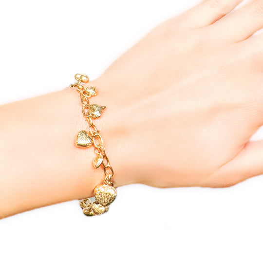 9ct Heart Charm Bracelet 