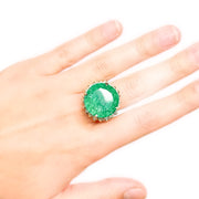 18ct Emerald & Diamond Halo Ring 