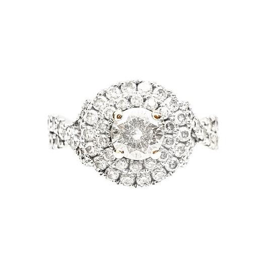 18ct Yellow Gold Diamond Ring With Halo Surround