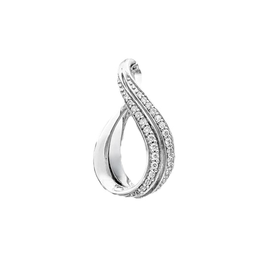 9ct White Gold Diamond Wave Drop Pendant