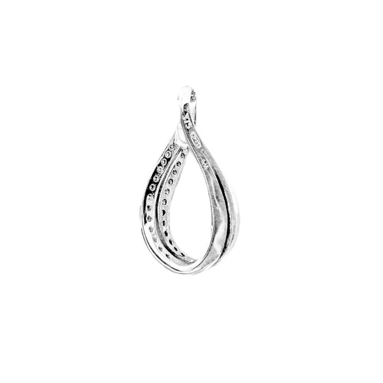 9ct White Gold Diamond Wave Drop Pendant