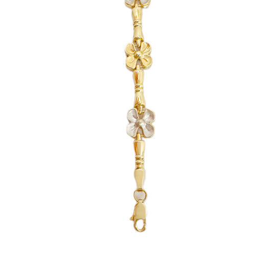 14ct Two-Tone Flower Bracelet