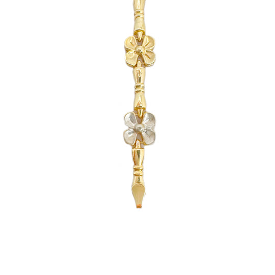 14ct Two-Tone Flower Bracelet